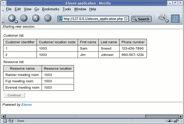 Livetable demo screenshot